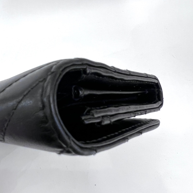 Gucci黑牛皮山型紋霧金釦Marmont下蓋12卡長夾-7