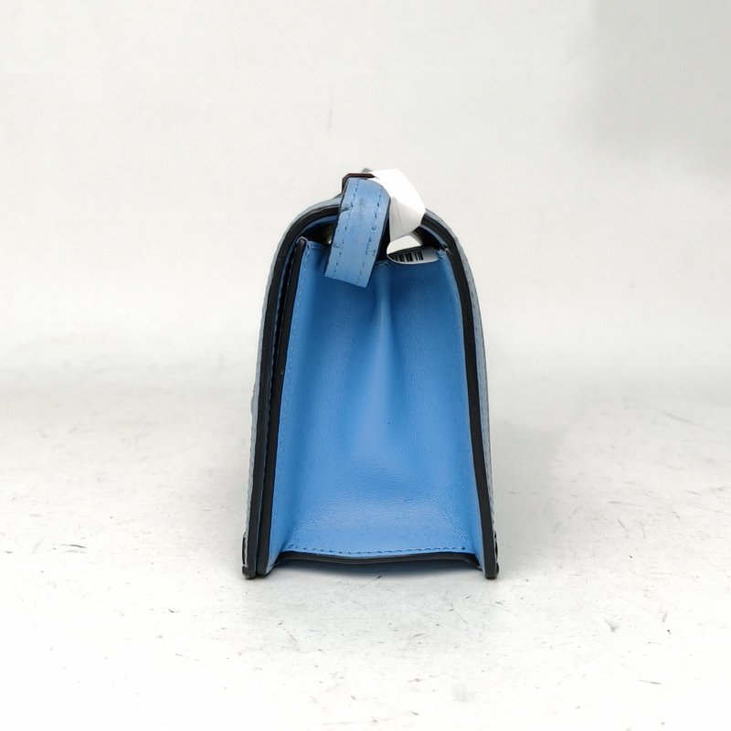 LOEWE Barcelona巴賽隆納小號藍色牛皮銀扣肩背包-1