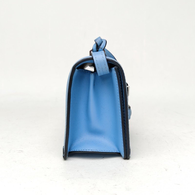 LOEWE Barcelona巴賽隆納小號藍色牛皮銀扣肩背包-3