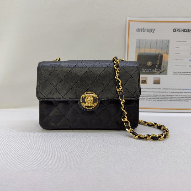 CHANEL vintage迷你圓扣方胖鏈帶包-0