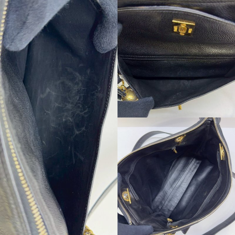 CHANEL Vintage黑金荔枝肩背包-4