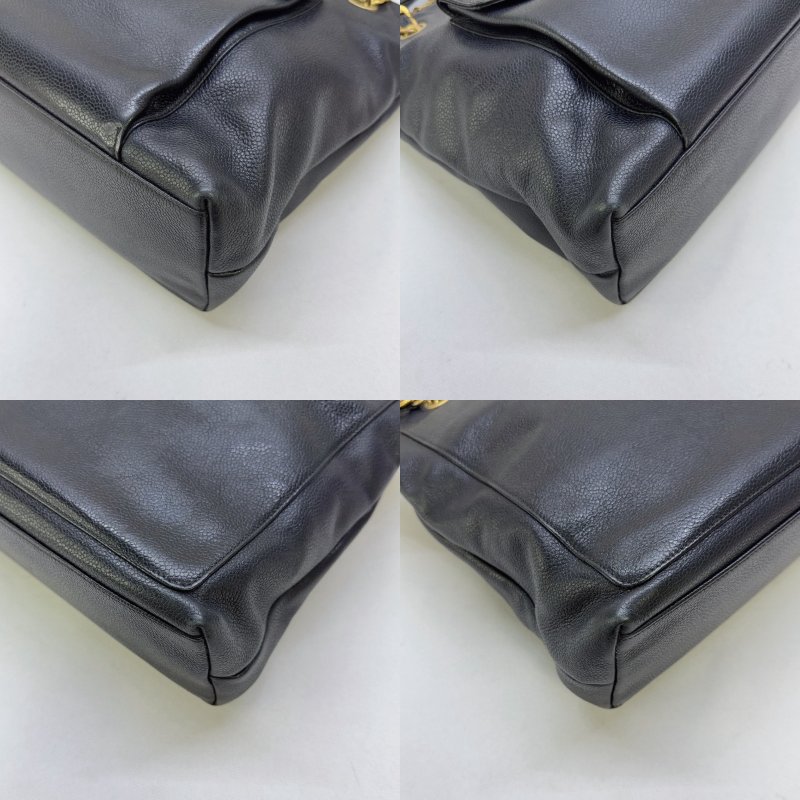 CHANEL Vintage黑金荔枝肩背包-9