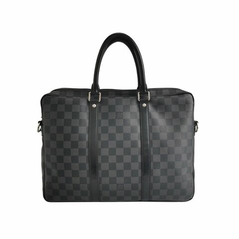 Louis Vuitton (LV) Porte Documents牛皮棋盤格公事包手袋晶片款