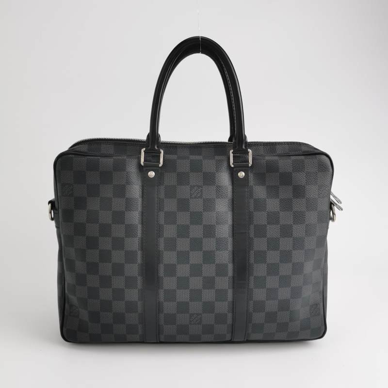 Louis Vuitton (LV) Porte Documents牛皮棋盤格公事包手袋晶片款-4