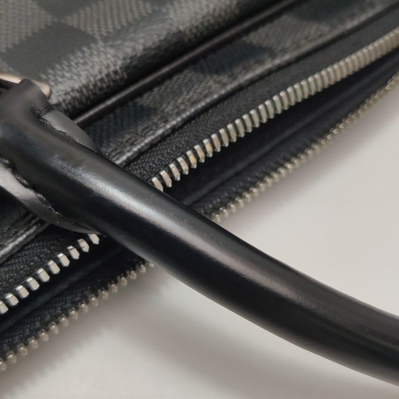 Louis Vuitton (LV) Porte Documents牛皮棋盤格公事包手袋晶片款-19