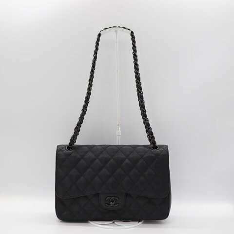（稀有款♥️全黑鏈條）Chanel 香奈兒 Classic Flap CF 30cm Jumbo 霧面牛皮 SO BLACK 純黑釦 24開