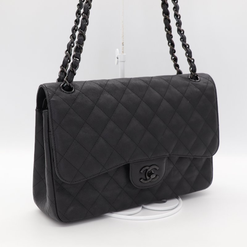 （稀有款♥️全黑鏈條）Chanel 香奈兒 Classic Flap CF 30cm Jumbo 霧面牛皮 SO BLACK 純黑釦 24開-3