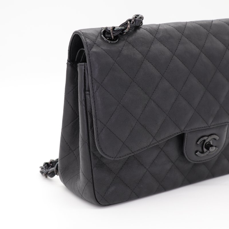 （稀有款♥️全黑鏈條）Chanel 香奈兒 Classic Flap CF 30cm Jumbo 霧面牛皮 SO BLACK 純黑釦 24開-10