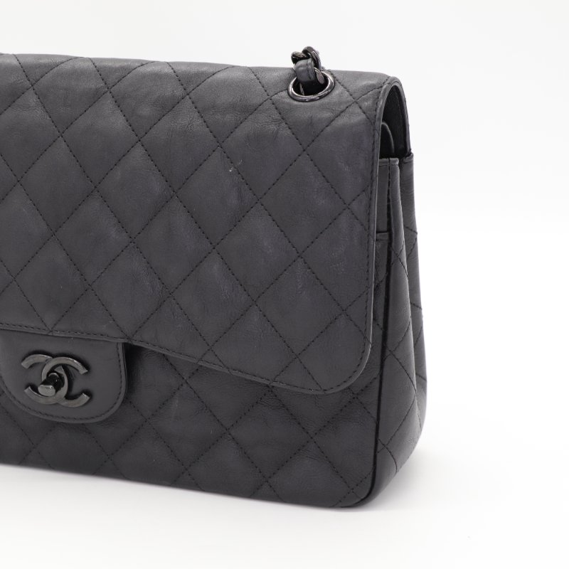 （稀有款♥️全黑鏈條）Chanel 香奈兒 Classic Flap CF 30cm Jumbo 霧面牛皮 SO BLACK 純黑釦 24開-11