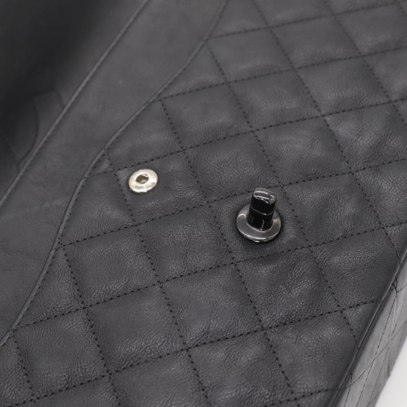 （稀有款♥️全黑鏈條）Chanel 香奈兒 Classic Flap CF 30cm Jumbo 霧面牛皮 SO BLACK 純黑釦 24開-14