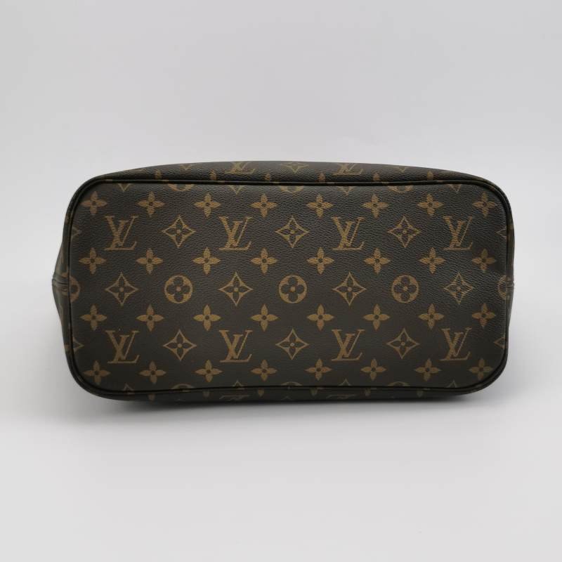 Louis Vuitton (LV) Neverfull中號植鞣革Monogram印花束帶單肩包晶片款-5