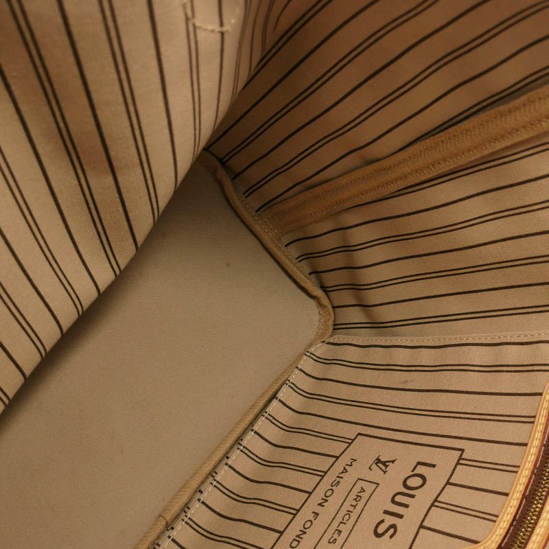 Louis Vuitton (LV) Neverfull中號植鞣革Monogram印花束帶單肩包晶片款-9