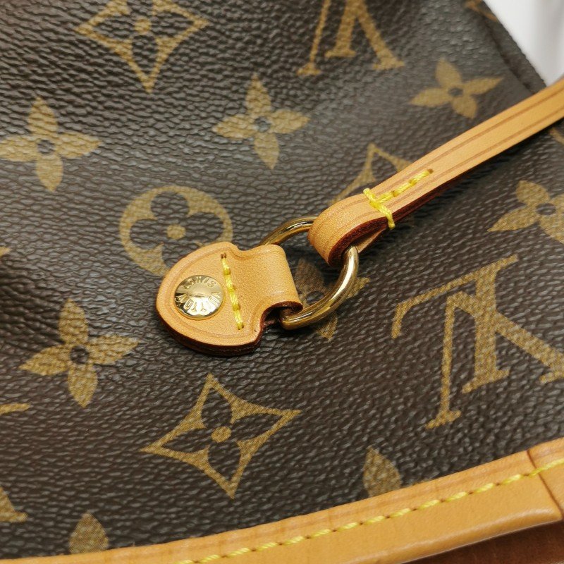 Louis Vuitton (LV) Neverfull中號植鞣革Monogram印花束帶單肩包晶片款-11