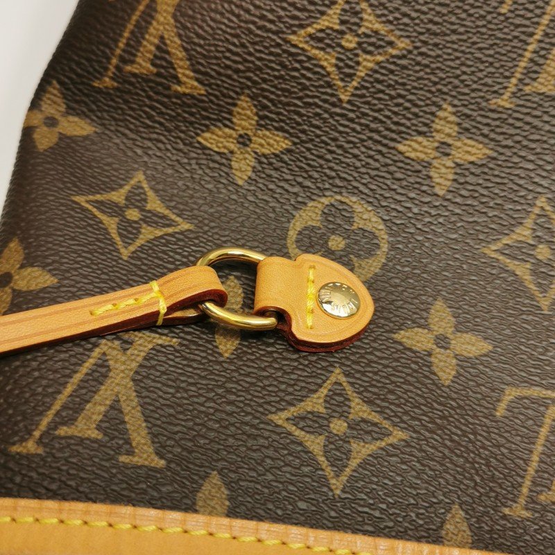 Louis Vuitton (LV) Neverfull中號植鞣革Monogram印花束帶單肩包晶片款-12