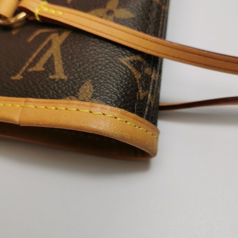 Louis Vuitton (LV) Neverfull中號植鞣革Monogram印花束帶單肩包晶片款-13