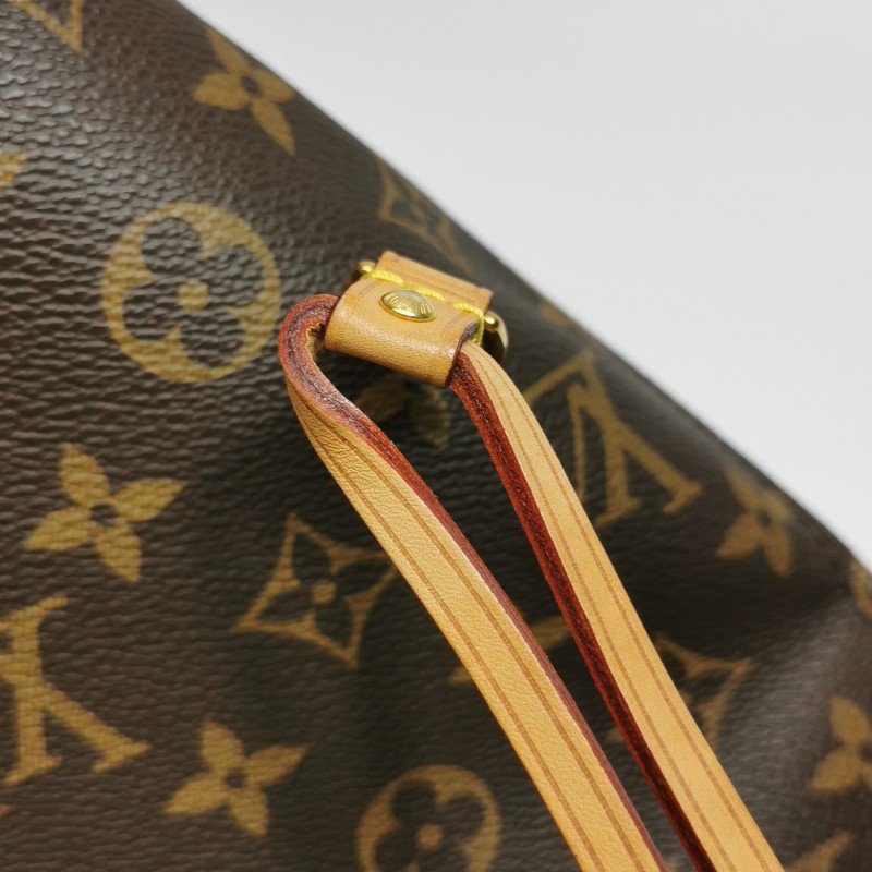 Louis Vuitton (LV) Neverfull中號植鞣革Monogram印花束帶單肩包晶片款-15