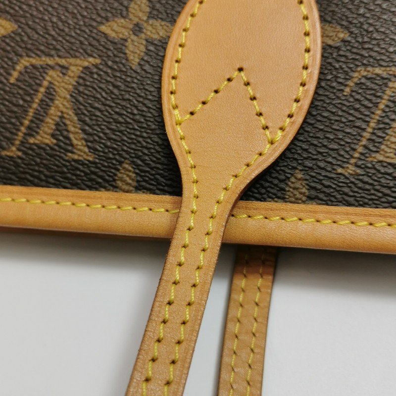 Louis Vuitton (LV) Neverfull中號植鞣革Monogram印花束帶單肩包晶片款-16