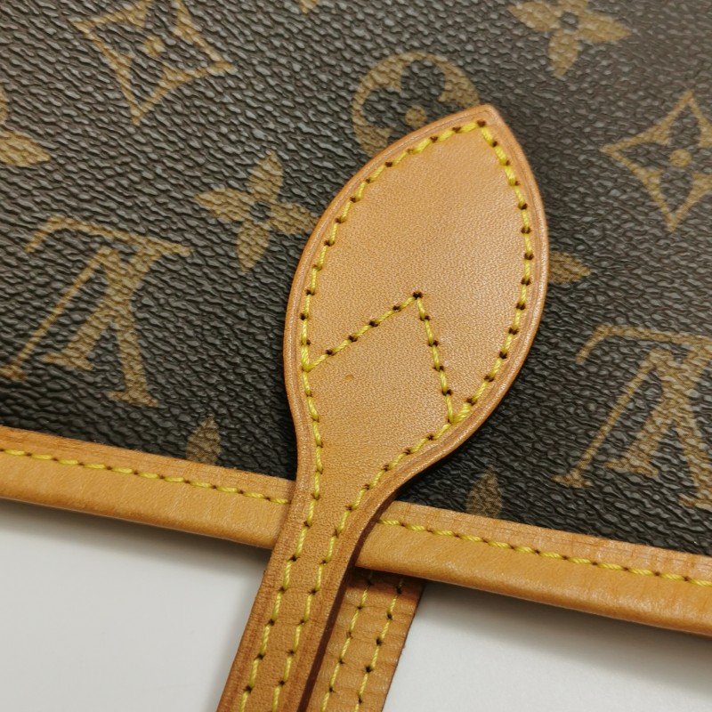 Louis Vuitton (LV) Neverfull中號植鞣革Monogram印花束帶單肩包晶片款-17