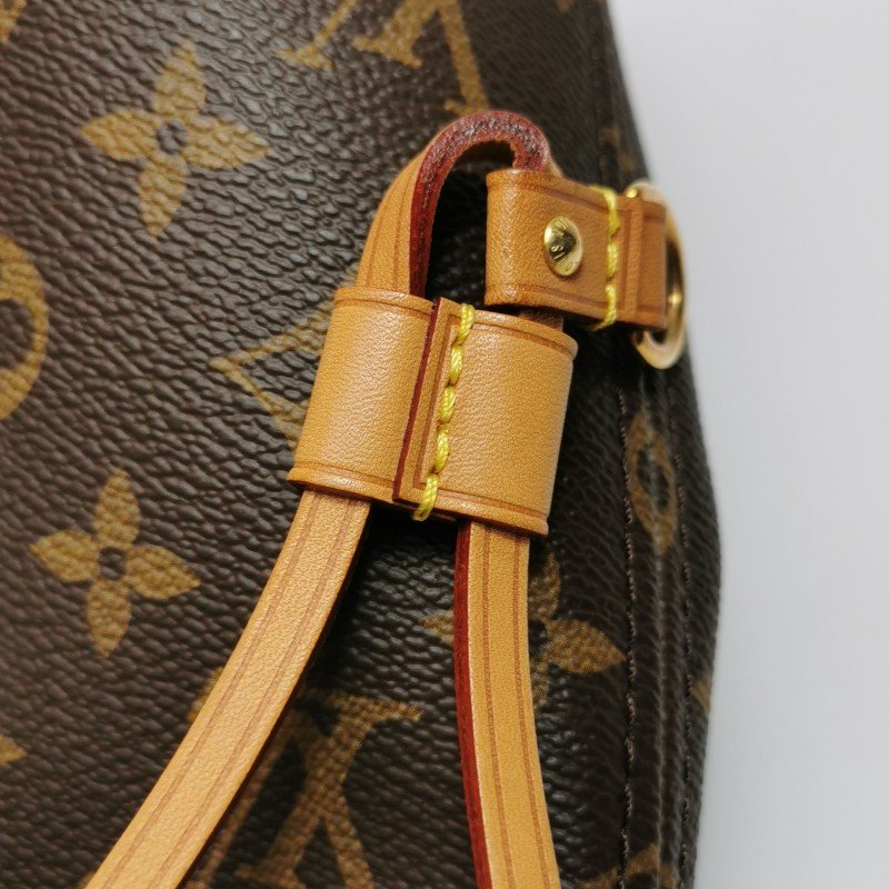 Louis Vuitton (LV) Neverfull中號植鞣革Monogram印花束帶單肩包晶片款-20