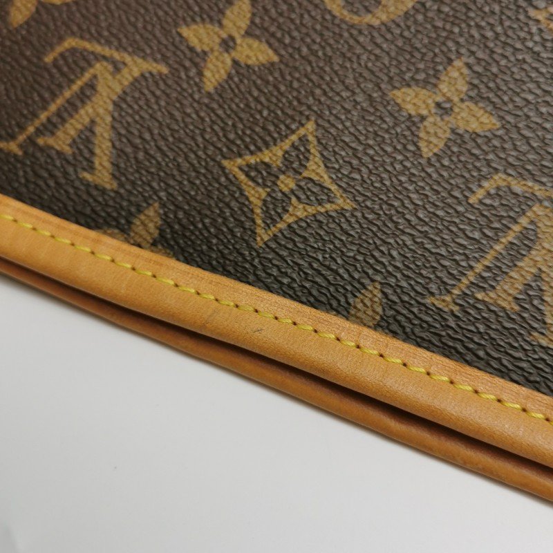 Louis Vuitton (LV) Neverfull中號植鞣革Monogram印花束帶單肩包晶片款-21
