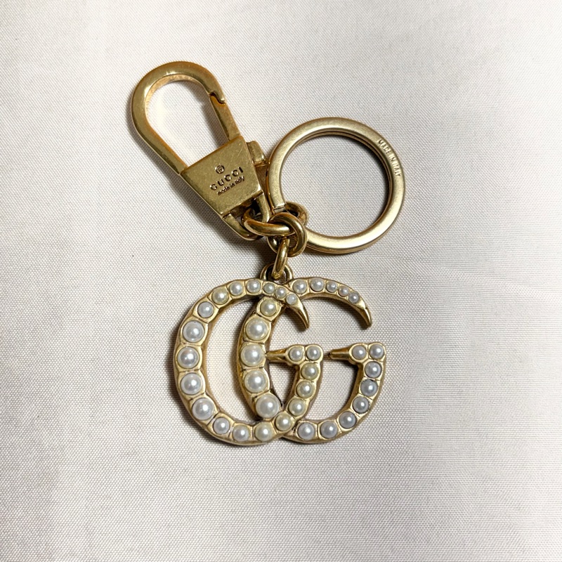 🔥超級好看 Gucci 古馳 雙G Marmont 珍珠鑰匙圈 吊飾-1