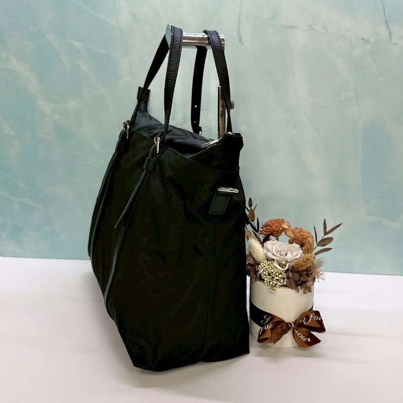 GUCCI 尼龍經典雙G印花托特包-2