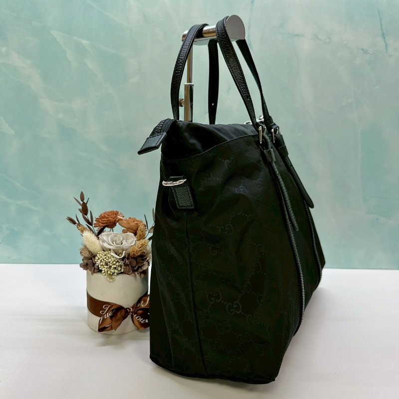 GUCCI 尼龍經典雙G印花托特包-3