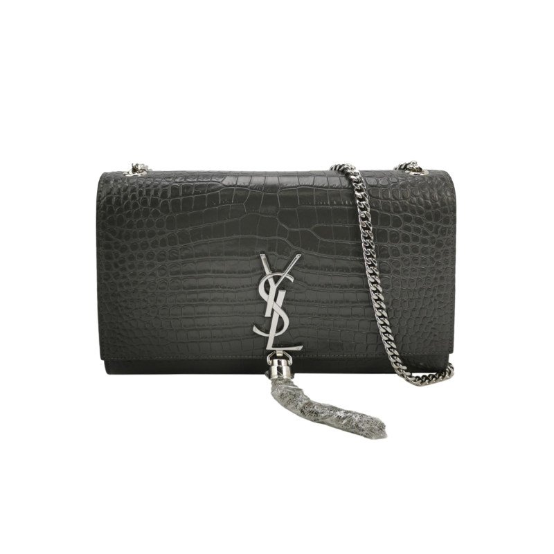 Saint Laurent Kate凱特包中型牛皮鱷魚紋YSL標誌肩背包-0