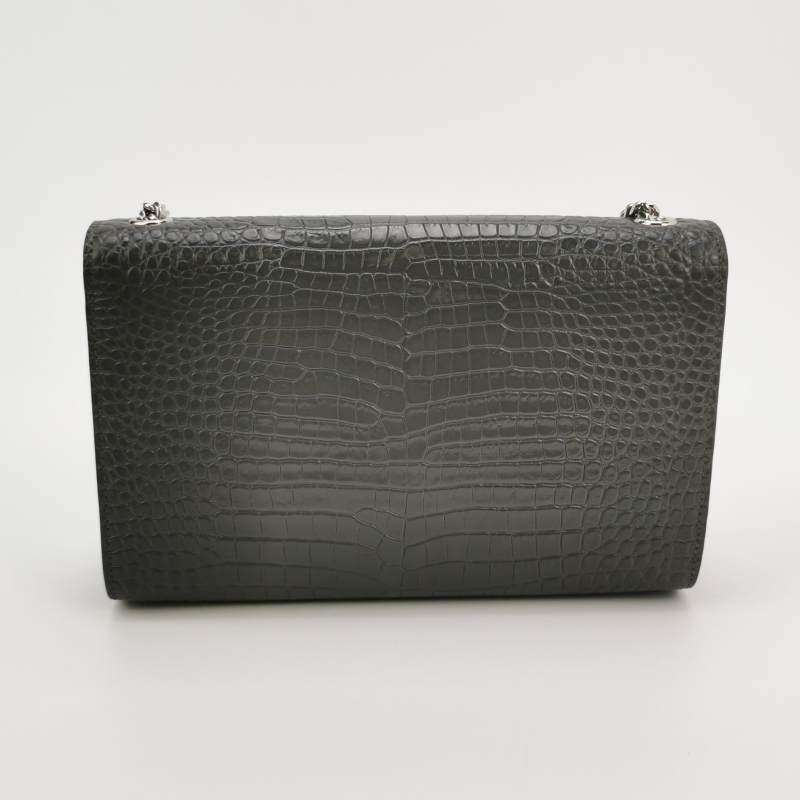 Saint Laurent Kate凱特包中型牛皮鱷魚紋YSL標誌肩背包-4