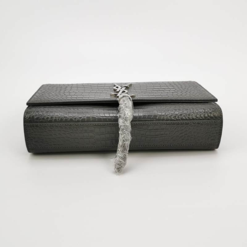 Saint Laurent Kate凱特包中型牛皮鱷魚紋YSL標誌肩背包-5
