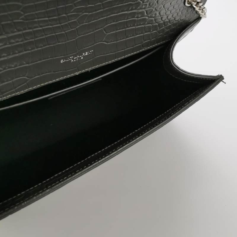 Saint Laurent Kate凱特包中型牛皮鱷魚紋YSL標誌肩背包-6