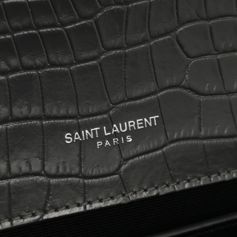 Saint Laurent Kate凱特包中型牛皮鱷魚紋YSL標誌肩背包-7