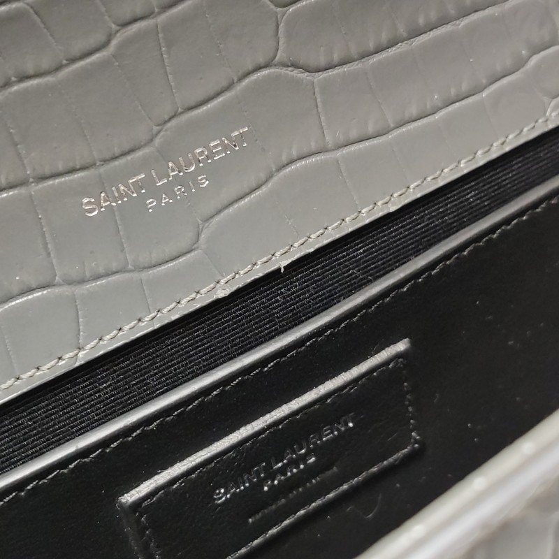 Saint Laurent Kate凱特包中型牛皮鱷魚紋YSL標誌肩背包-9
