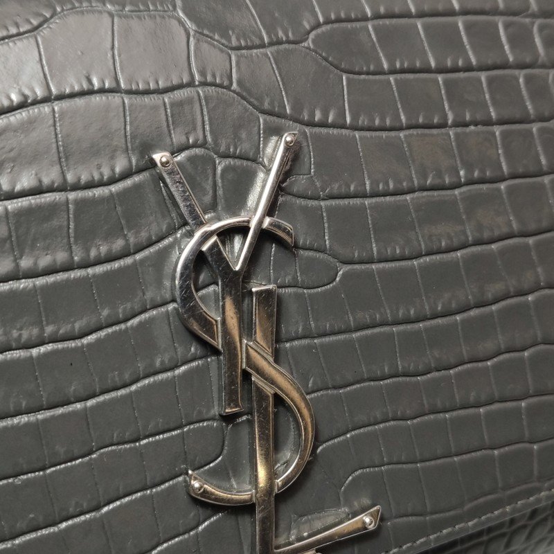 Saint Laurent Kate凱特包中型牛皮鱷魚紋YSL標誌肩背包-10