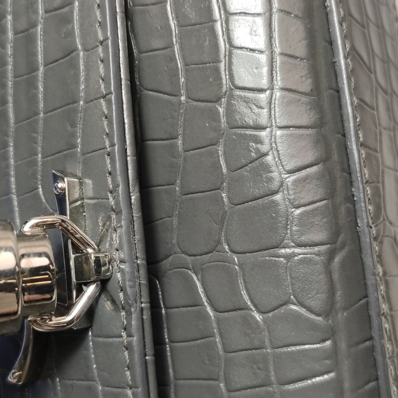 Saint Laurent Kate凱特包中型牛皮鱷魚紋YSL標誌肩背包-17