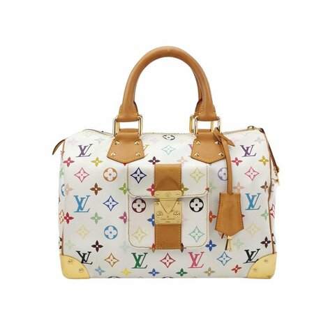 Louis Vuitton (LV) Speedy30植鞣革白三彩波士顿包手提包