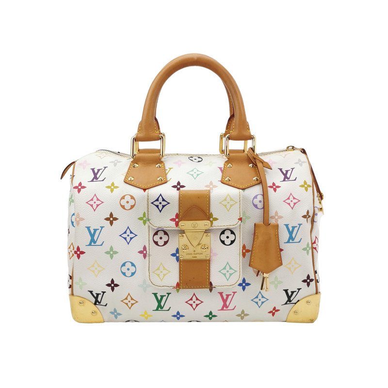 Louis Vuitton (LV) Speedy30植鞣革白三彩波士顿包手提包-0