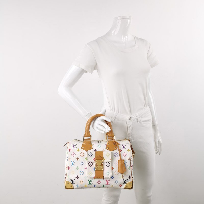 Louis Vuitton (LV) Speedy30植鞣革白三彩波士顿包手提包-1