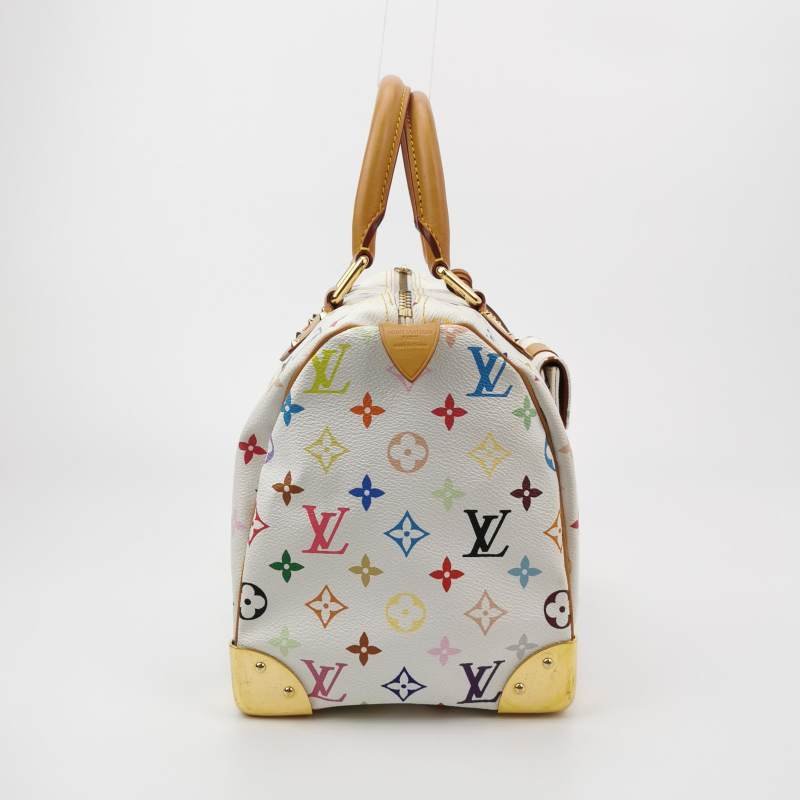 Louis Vuitton (LV) Speedy30植鞣革白三彩波士顿包手提包-3