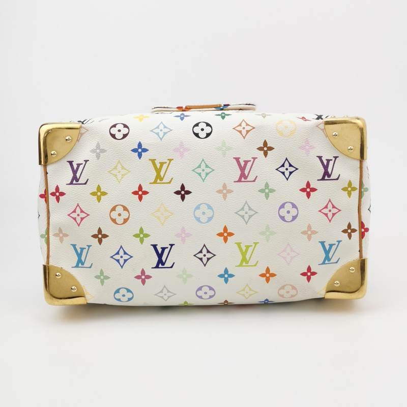 Louis Vuitton (LV) Speedy30植鞣革白三彩波士顿包手提包-5