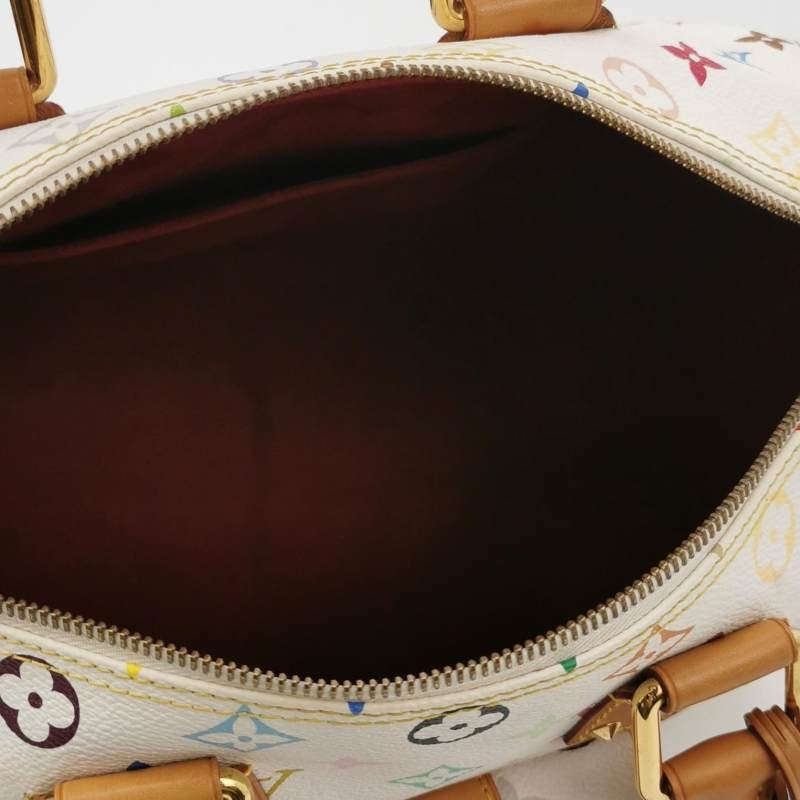 Louis Vuitton (LV) Speedy30植鞣革白三彩波士顿包手提包-6