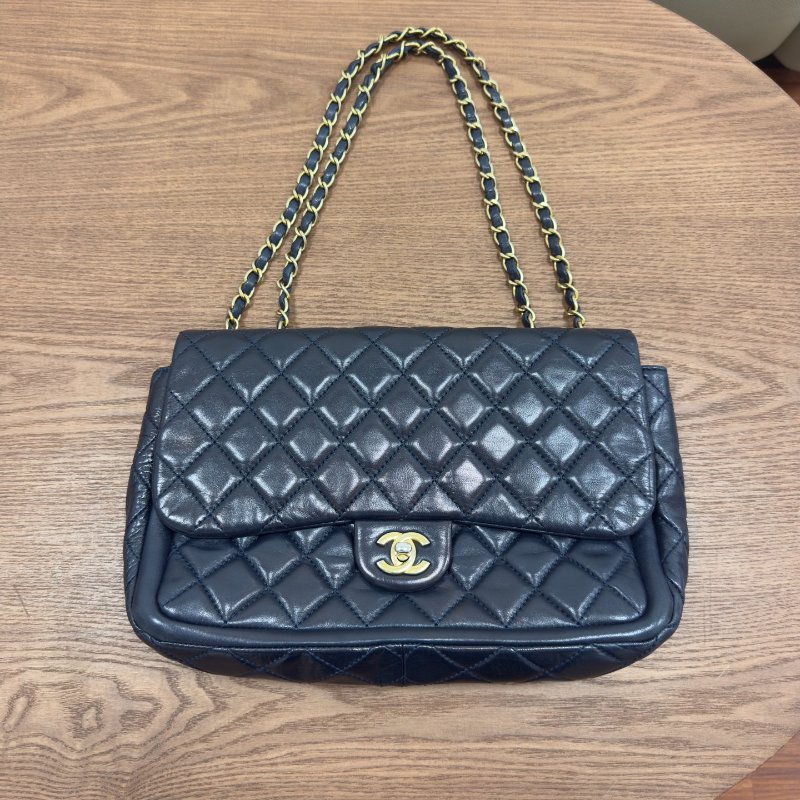 香奈兒/Chanel CF海軍藍腋下鏈條包-5