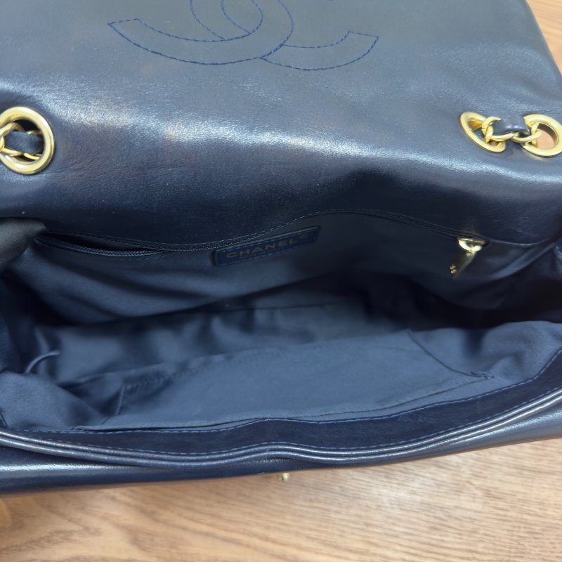 香奈兒/Chanel CF海軍藍腋下鏈條包-8