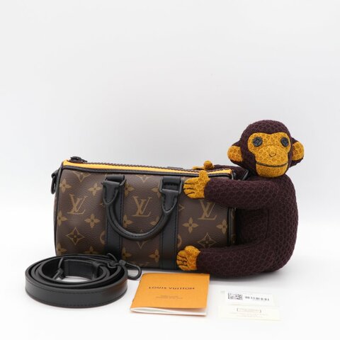 （專櫃 10 萬♥️限量款）Louis Vuitton 路易威登 Monogram 棕色 Keepall  Mini 猴子娃娃 圓筒包 斜挎包 手提包