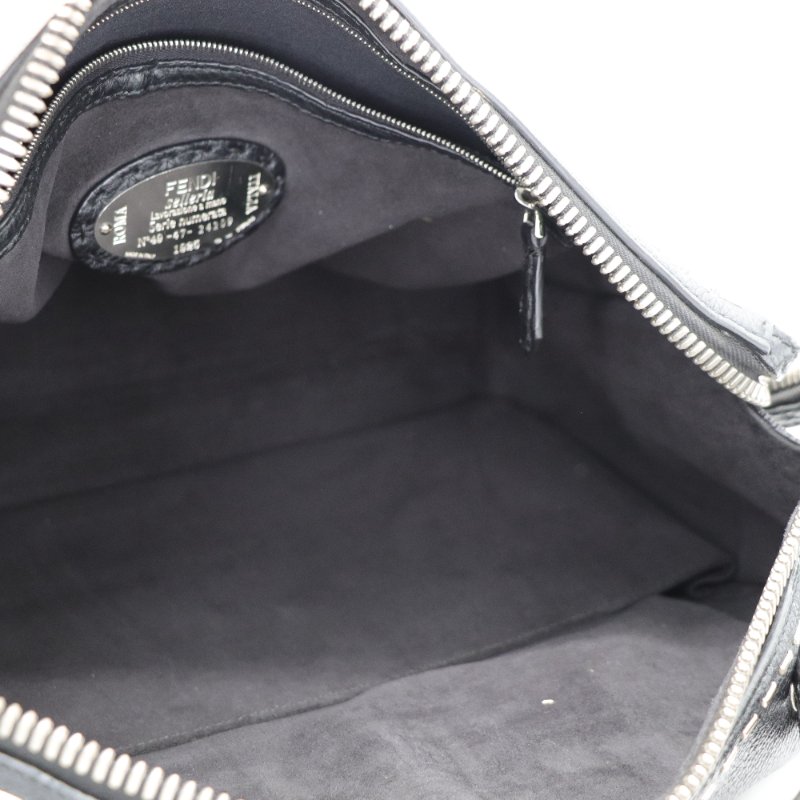 （限量款♥️手縫系列）Fendi 芬迪 黑色牛皮 大型 郵差包 箱型手提 電腦 公文包-9