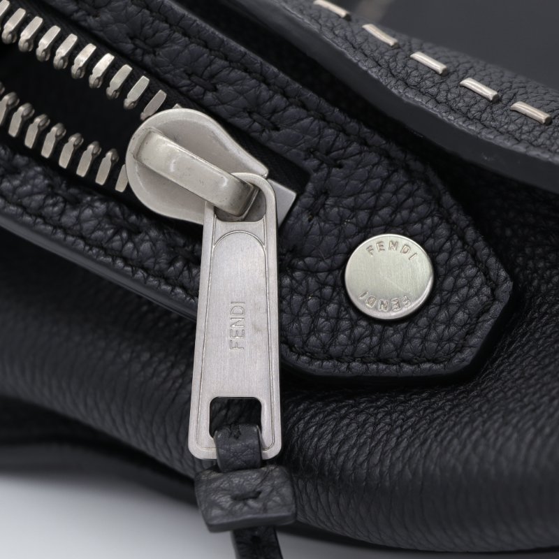 （限量款♥️手縫系列）Fendi 芬迪 黑色牛皮 大型 郵差包 箱型手提 電腦 公文包-12