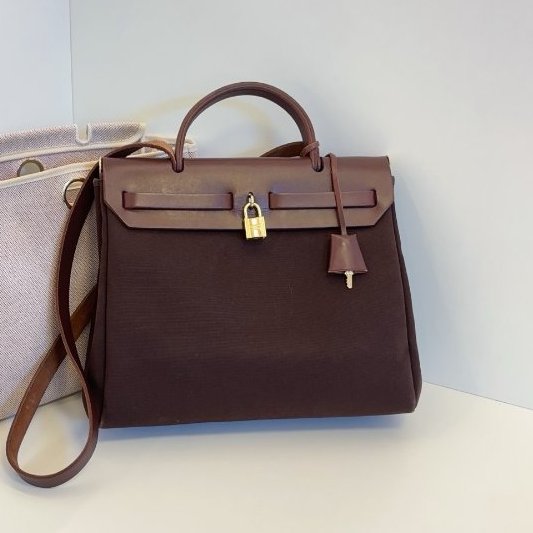 Hermes愛馬仕Herbag31肩背包 稀有棕色皮配金扣-7
