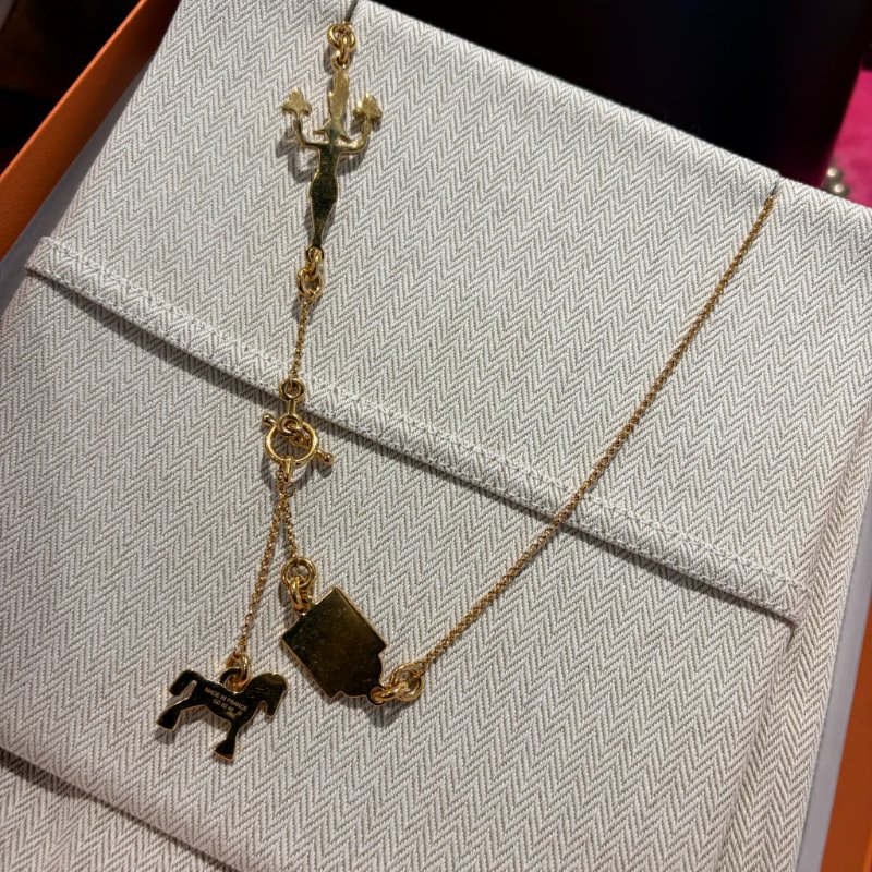 HEMRES Chevai 藍色琺瑯馬術系列項鍊*金色-4