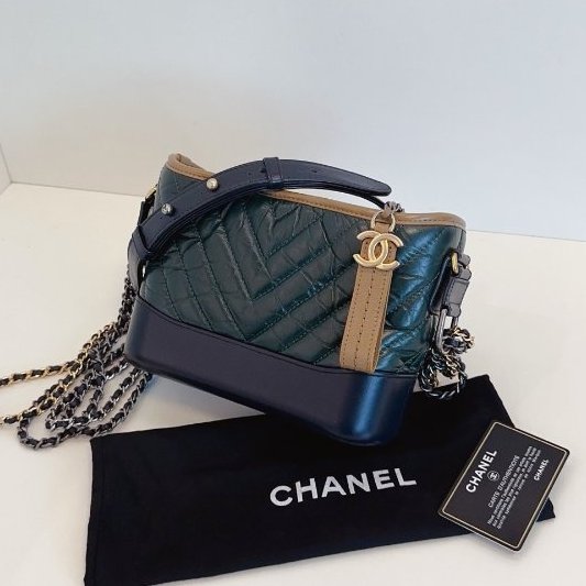 香奈兒/Chanel Gabrielle V紋三色拼色 小號鏈條肩背包-2