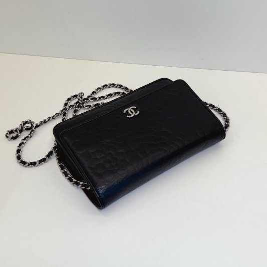 香奈兒/Chanel 黑銀山茶花WOC鏈條肩背斜背包-4